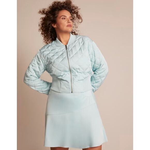 11 HONORE Erica Satin Miniskirt Light Blue Plus Size 20 Above Knee Skater Skirt - Picture 2 of 10